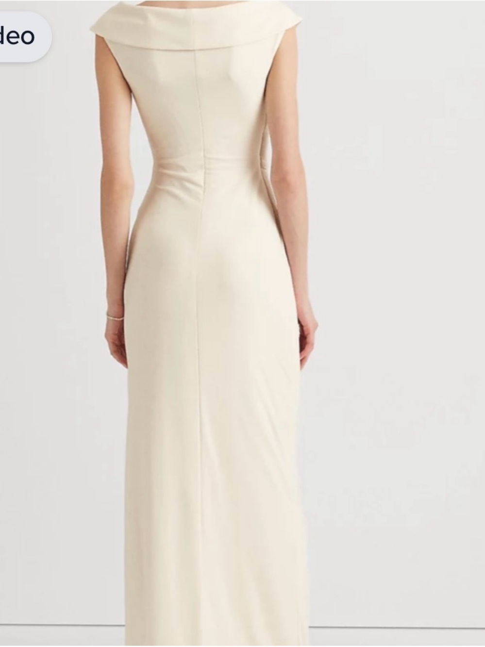 Lauren Ralph Lauren Cream Jersey Off-the-Shoulder Gown - Picture 3 of 12